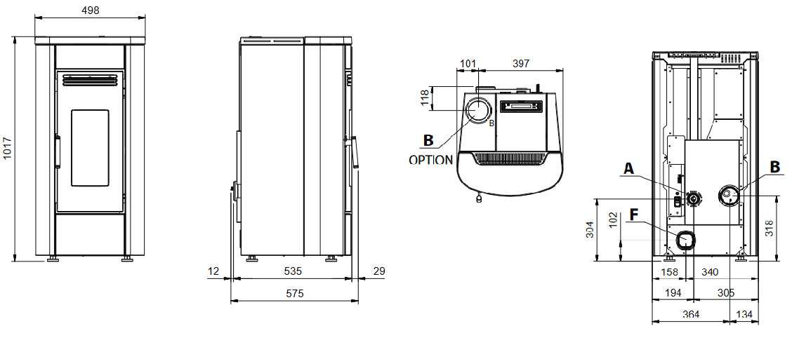 Poêle à granules ventilé canalisable - EXTRAFLAME Klaudia Plus 5.0